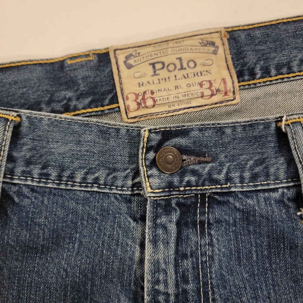 Polo Ralph Lauren Hampton Straight Jeans Mens 36x34 Relaxed Blue Denim Pants